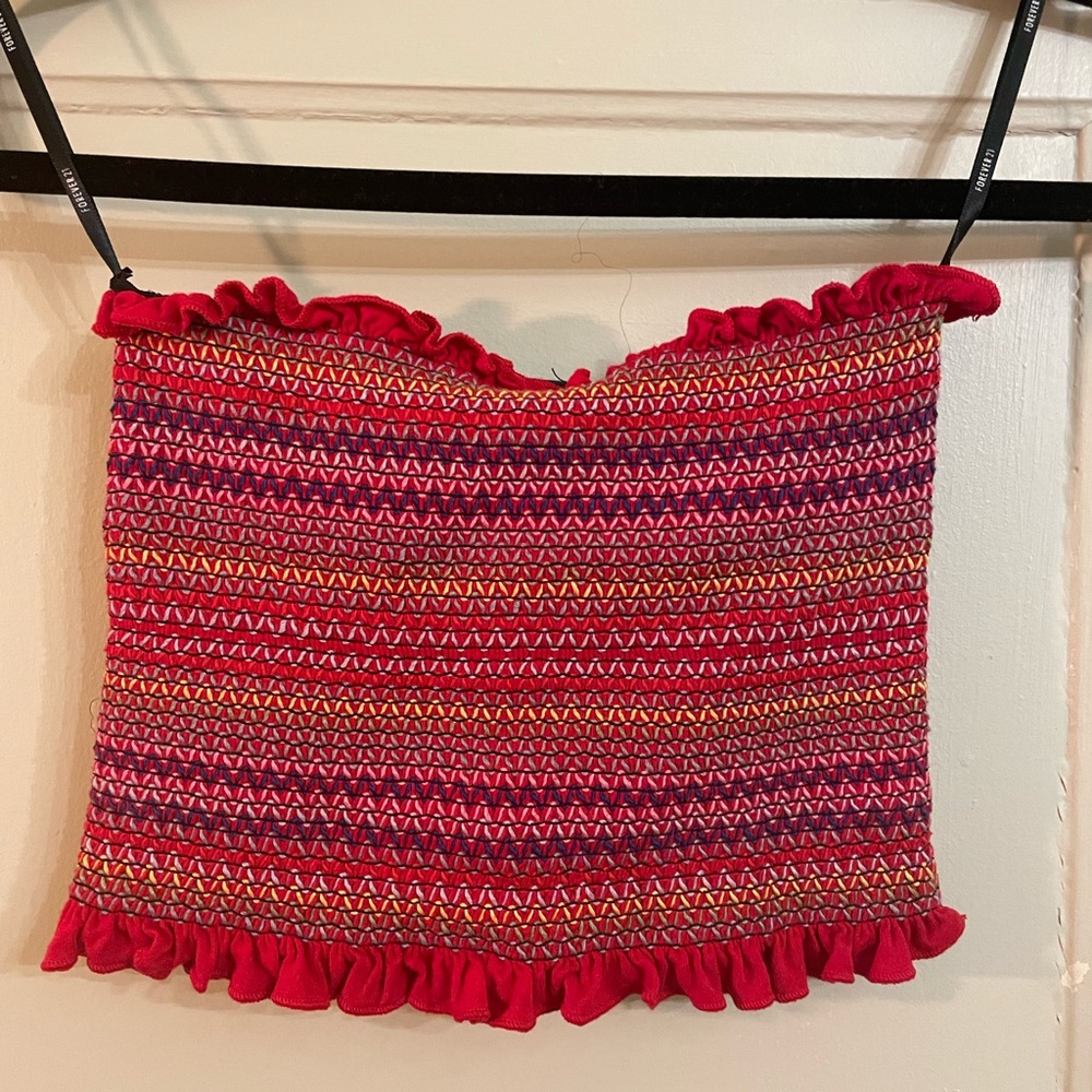 Forever 21 Red Bandeau top with multicolor design size US SMALL